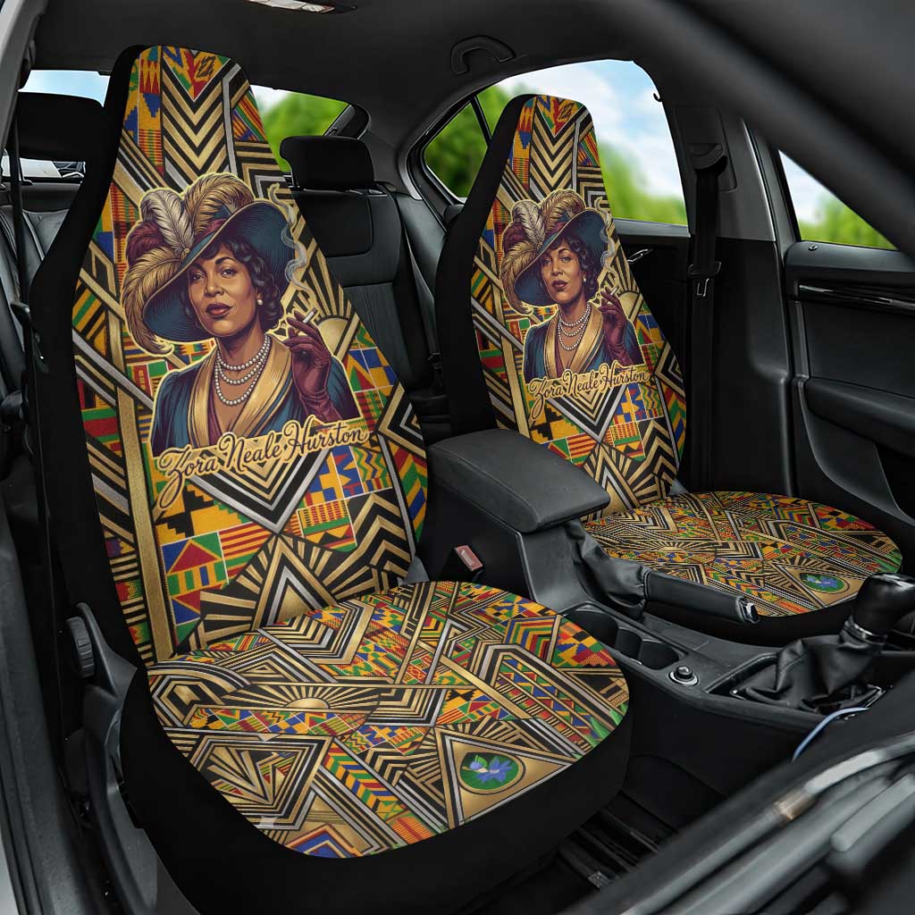 Zora Neale Hurston Car Seat Cover Bold Kente and Art Deco Pattern - I Am Not Tragically Colored - Wonder Print Shop