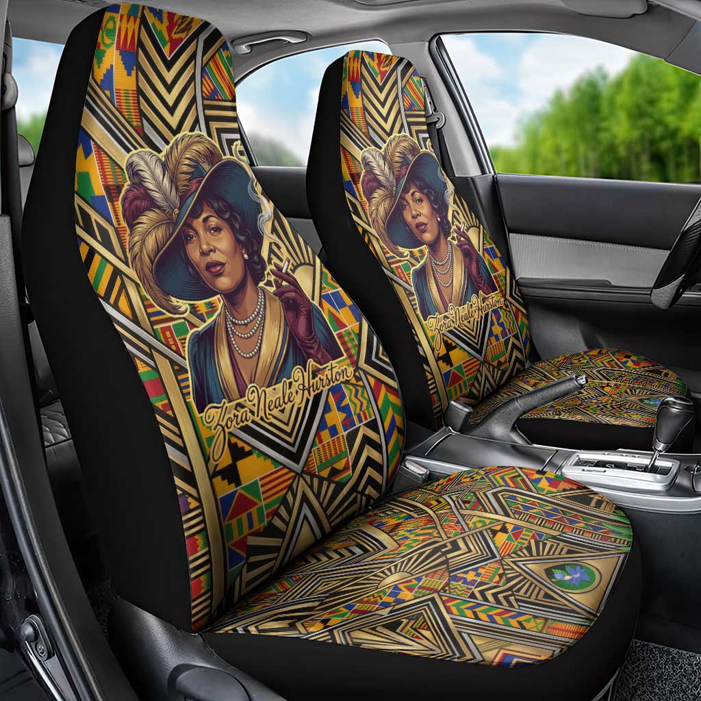 Zora Neale Hurston Car Seat Cover Bold Kente and Art Deco Pattern - I Am Not Tragically Colored - Wonder Print Shop