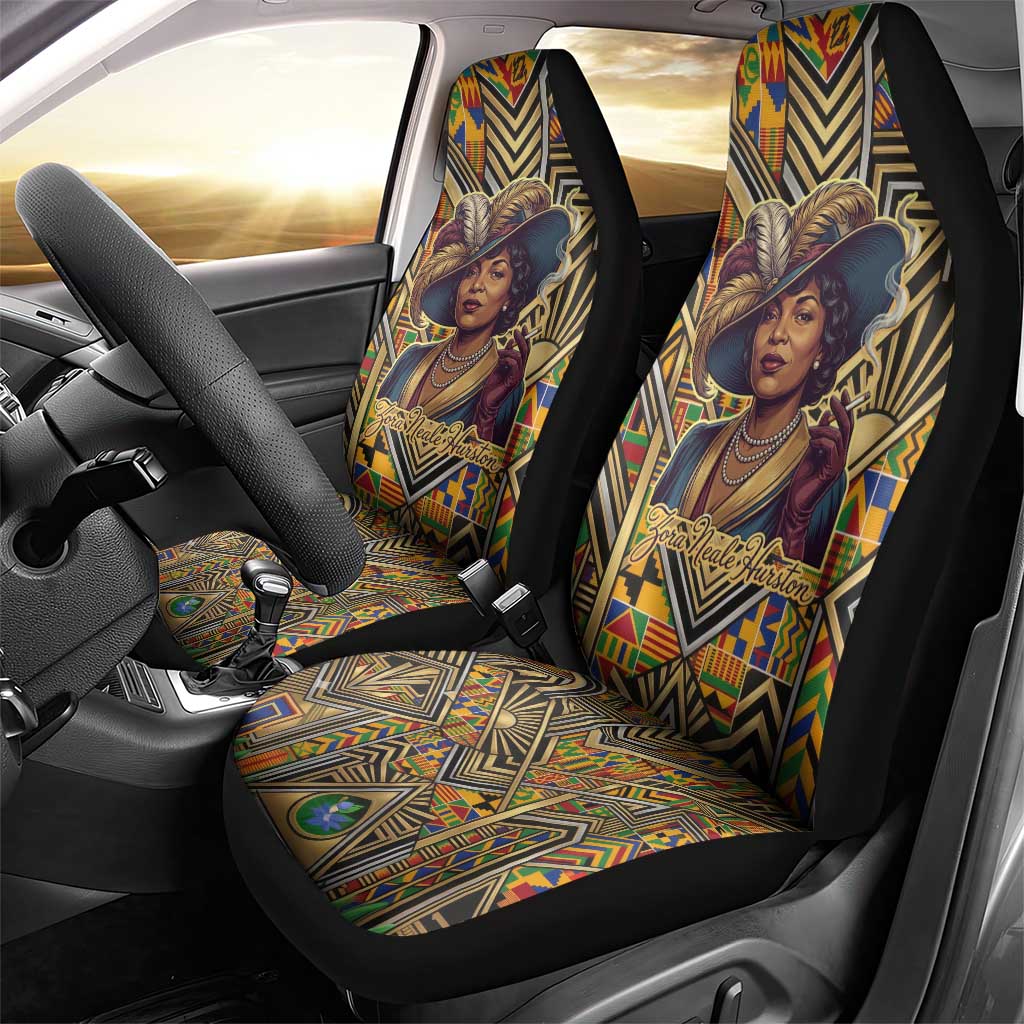Zora Neale Hurston Car Seat Cover Bold Kente and Art Deco Pattern - I Am Not Tragically Colored - Wonder Print Shop