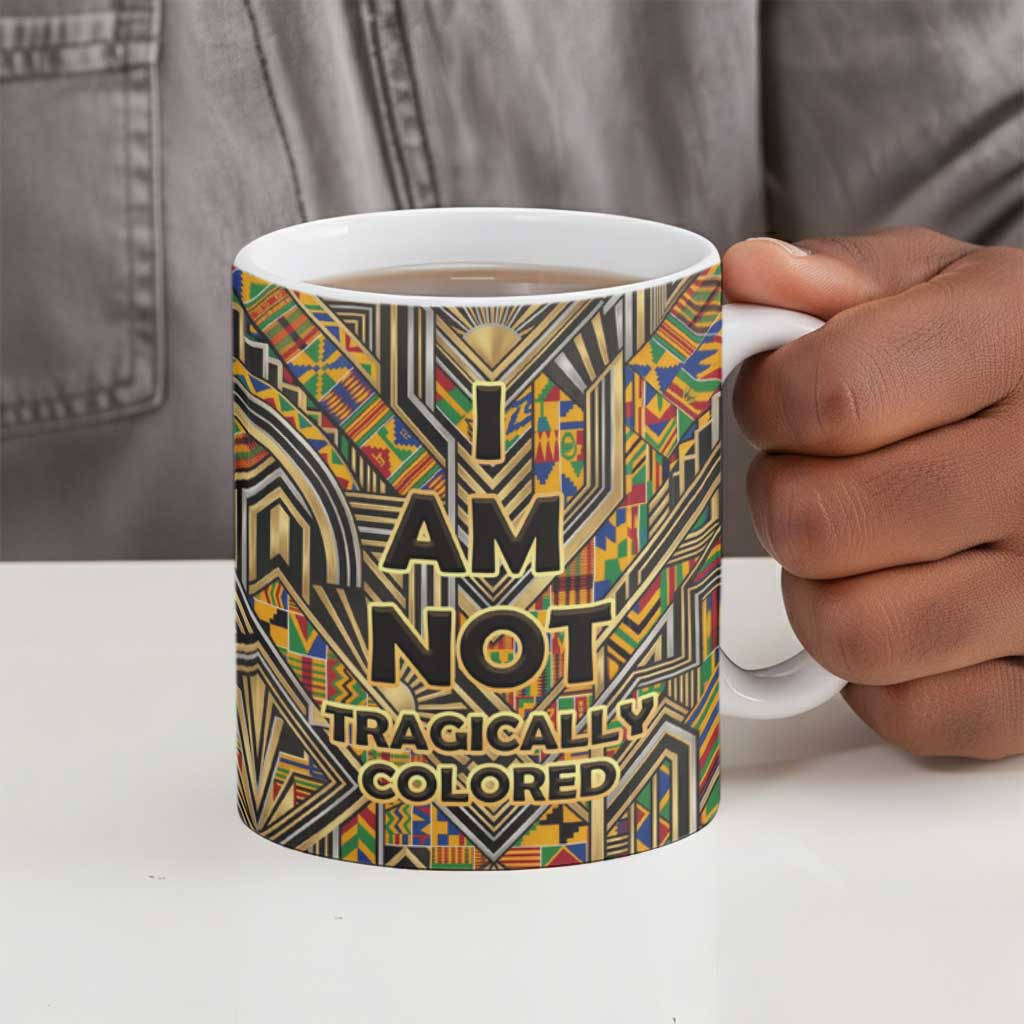 Zora Neale Hurston Ceramic Mug Bold Kente and Art Deco Pattern - I Am Not Tragically Colored - Wonder Print Shop