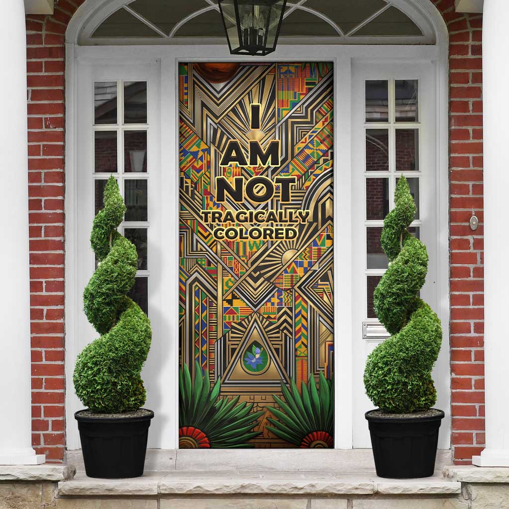 Zora Neale Hurston Door Cover Bold Kente and Art Deco Pattern - I Am Not Tragically Colored - Wonder Print Shop