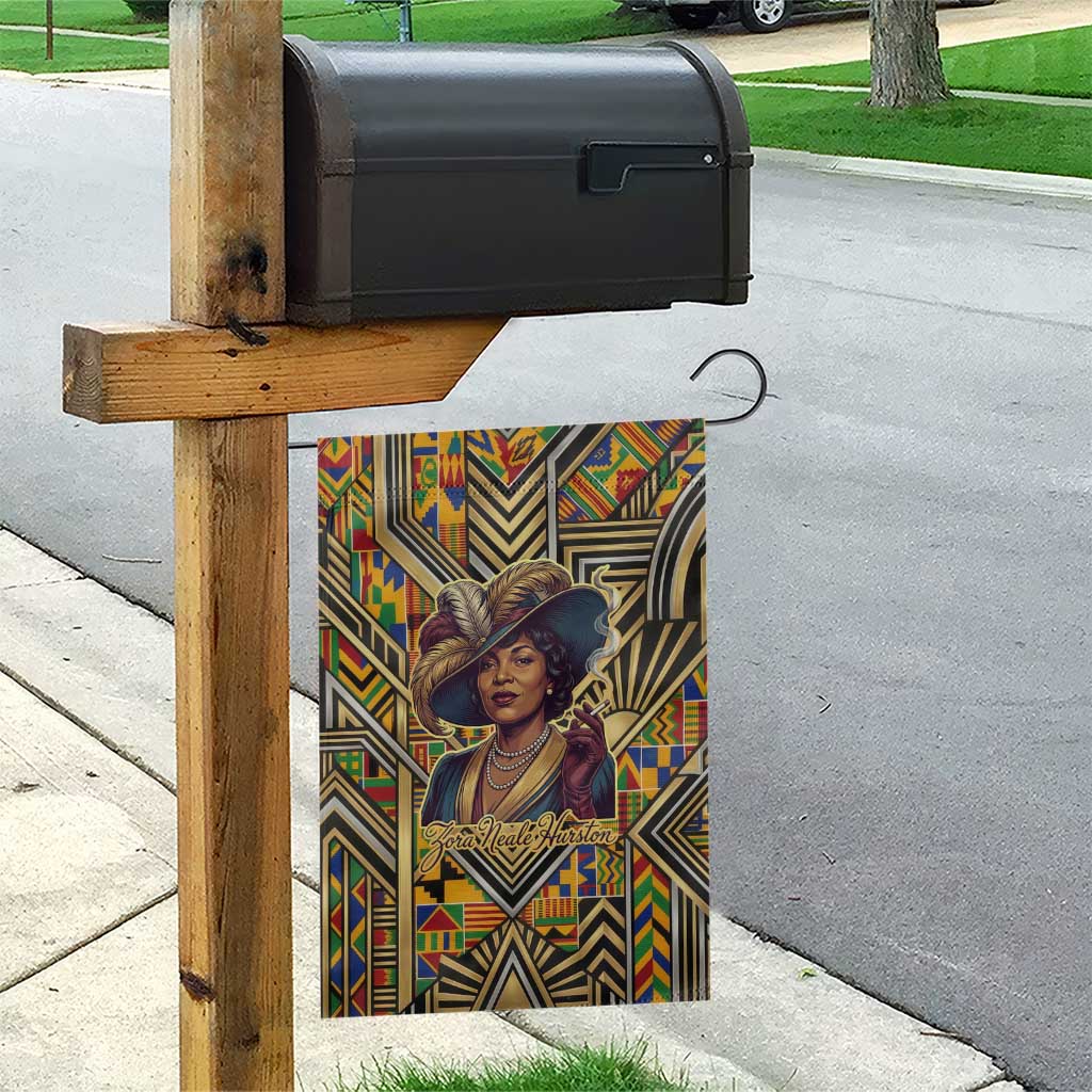 Zora Neale Hurston Garden Flag Bold Kente and Art Deco Pattern - I Am Not Tragically Colored - Wonder Print Shop