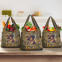Zora Neale Hurston Grocery Bag Bold Kente and Art Deco Pattern - I Am Not Tragically Colored - Wonder Print Shop