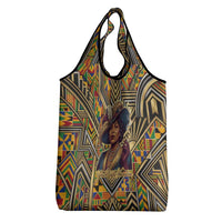 Zora Neale Hurston Grocery Bag Bold Kente and Art Deco Pattern - I Am Not Tragically Colored - Wonder Print Shop
