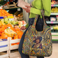 Zora Neale Hurston Grocery Bag Bold Kente and Art Deco Pattern - I Am Not Tragically Colored - Wonder Print Shop