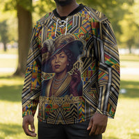 Zora Neale Hurston Hockey Jersey Bold Kente and Art Deco Pattern - I Am Not Tragically Colored - Wonder Print Shop