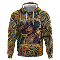 Zora Neale Hurston Hoodie Bold Kente and Art Deco Pattern - I Am Not Tragically Colored - Wonder Print Shop