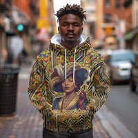 Zora Neale Hurston Hoodie Bold Kente and Art Deco Pattern - I Am Not Tragically Colored - Wonder Print Shop
