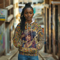 Zora Neale Hurston Hoodie Bold Kente and Art Deco Pattern - I Am Not Tragically Colored - Wonder Print Shop
