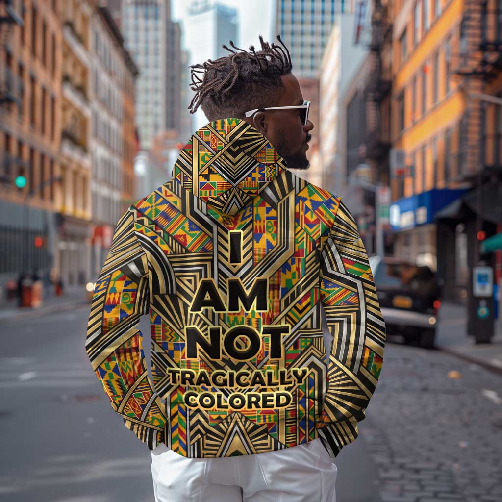 Zora Neale Hurston Hoodie Bold Kente and Art Deco Pattern - I Am Not Tragically Colored - Wonder Print Shop