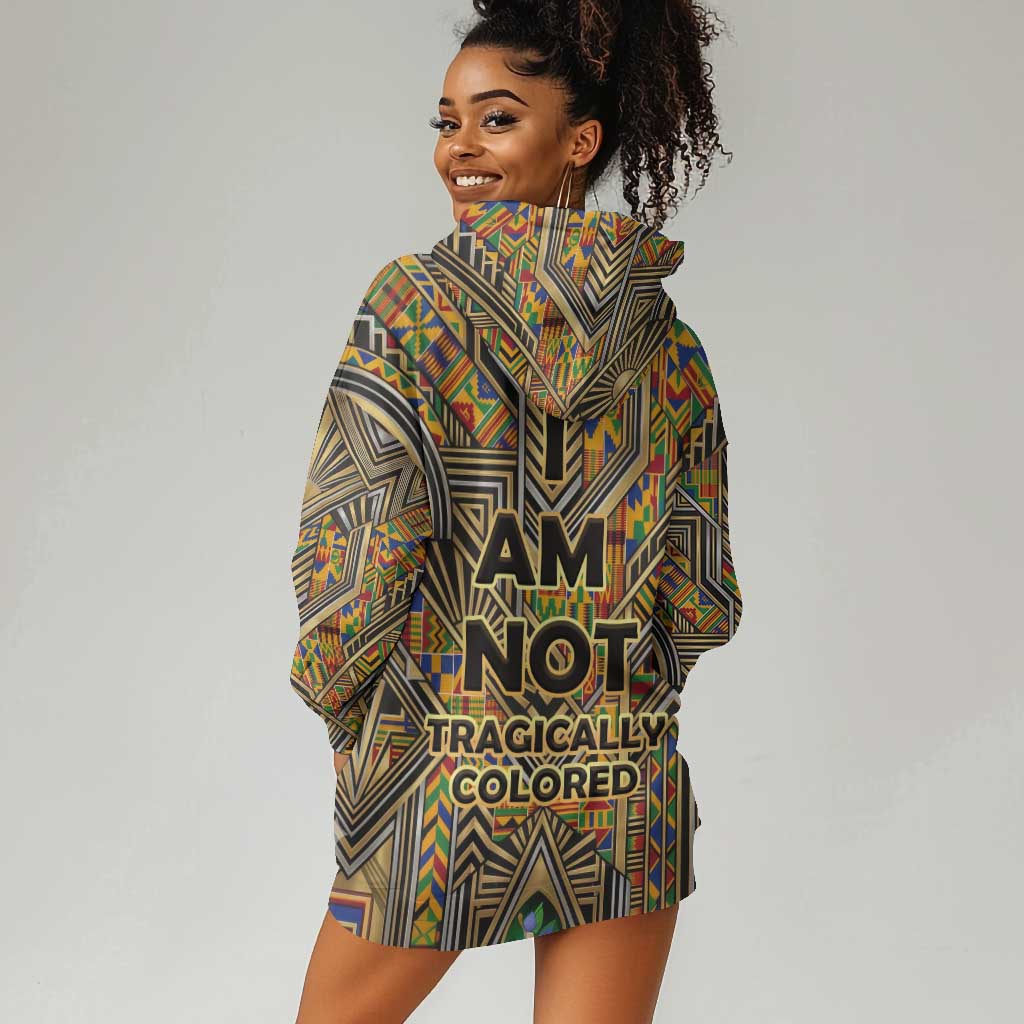 Zora Neale Hurston Hoodie Dress Bold Kente and Art Deco Pattern - I Am Not Tragically Colored - Wonder Print Shop