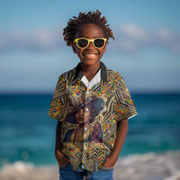 Zora Neale Hurston Kid Hawaiian Shirt Bold Kente and Art Deco Pattern - I Am Not Tragically Colored - Wonder Print Shop