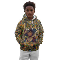 Zora Neale Hurston Kid Hoodie Bold Kente and Art Deco Pattern - I Am Not Tragically Colored - Wonder Print Shop