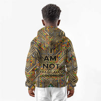 Zora Neale Hurston Kid Hoodie Bold Kente and Art Deco Pattern - I Am Not Tragically Colored - Wonder Print Shop