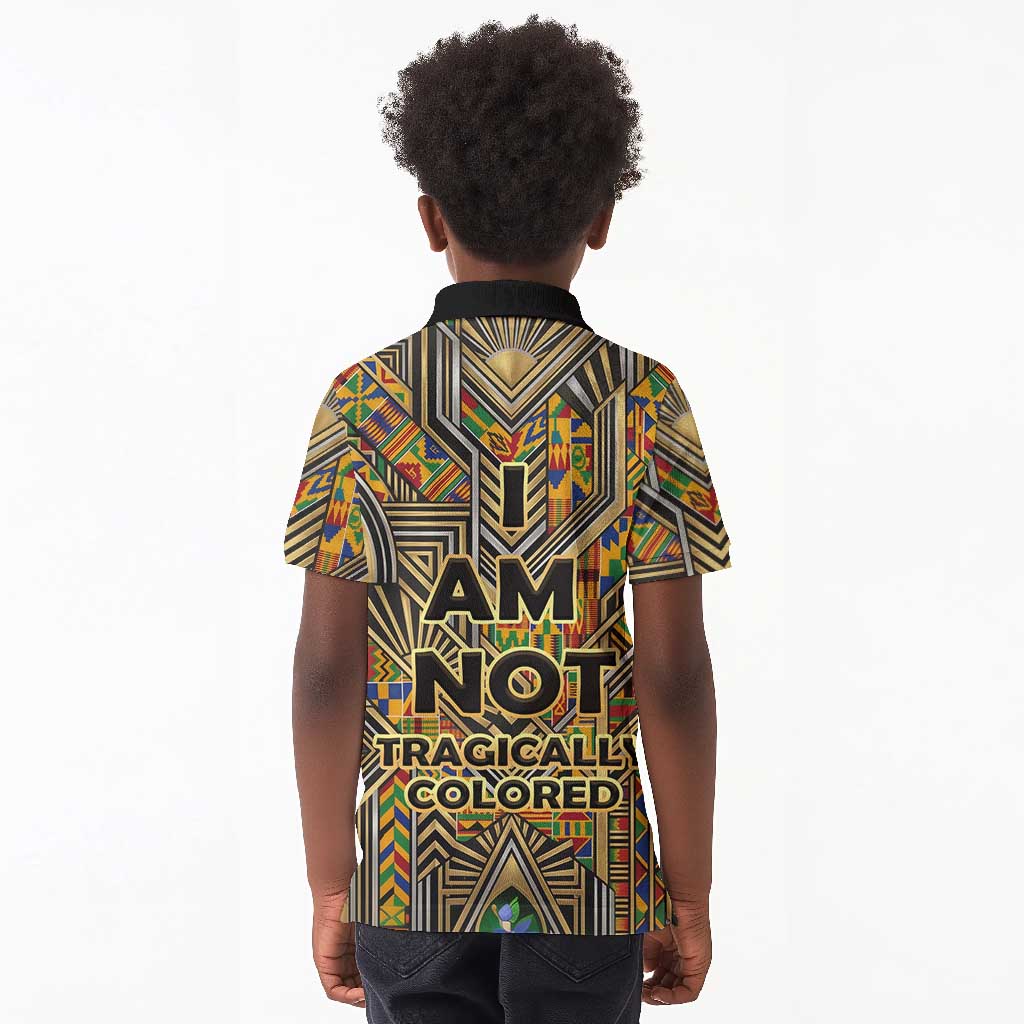 Zora Neale Hurston Kid Polo Shirt Bold Kente and Art Deco Pattern - I Am Not Tragically Colored - Wonder Print Shop