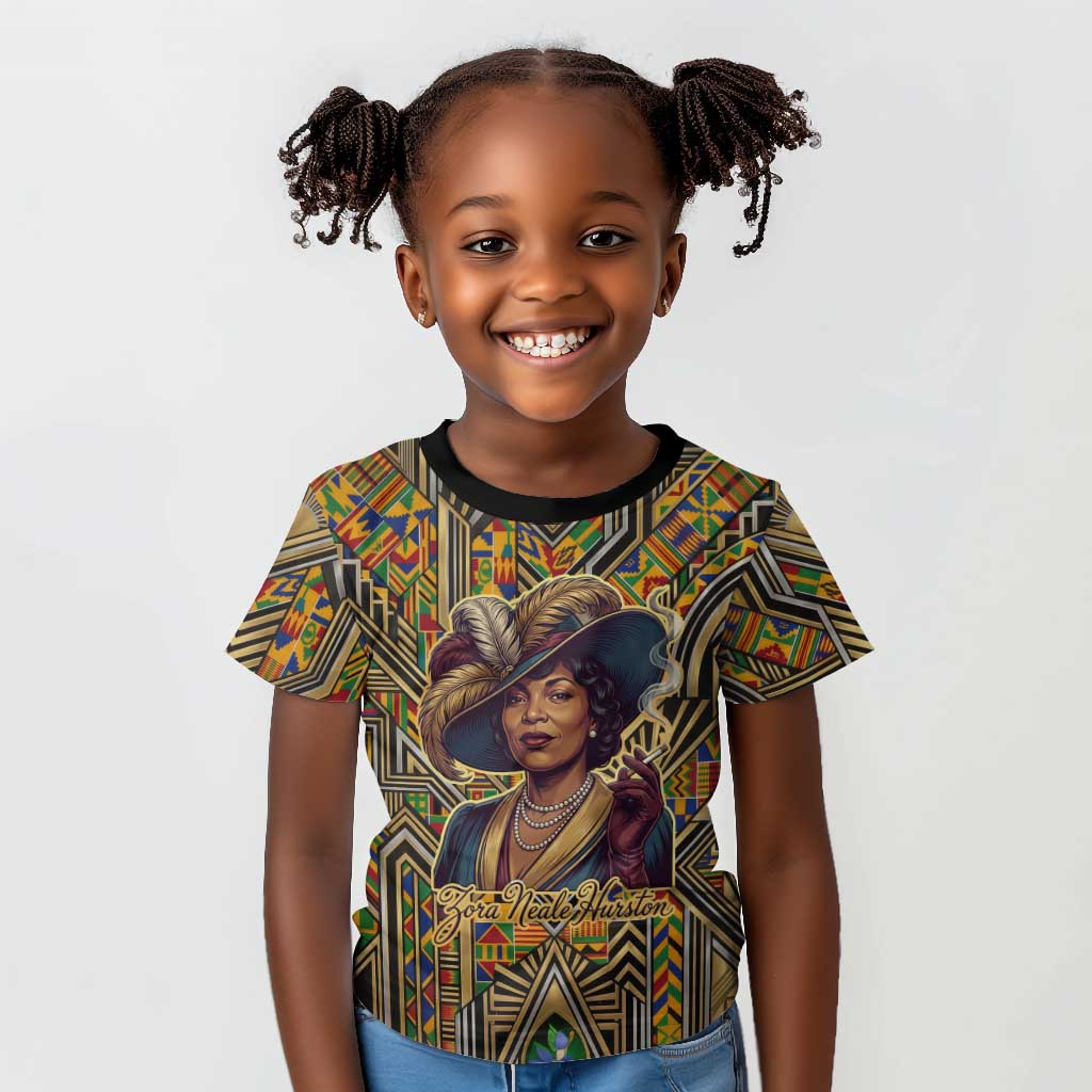 Zora Neale Hurston Kid T shirt Bold Kente and Art Deco Pattern - I Am Not Tragically Colored - Wonder Print Shop