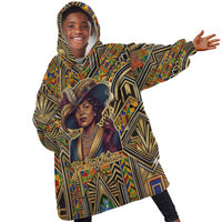 Zora Neale Hurston Kid Wearable Blanket Hoodie Bold Kente and Art Deco Pattern - I Am Not Tragically Colored - Wonder Print Shop