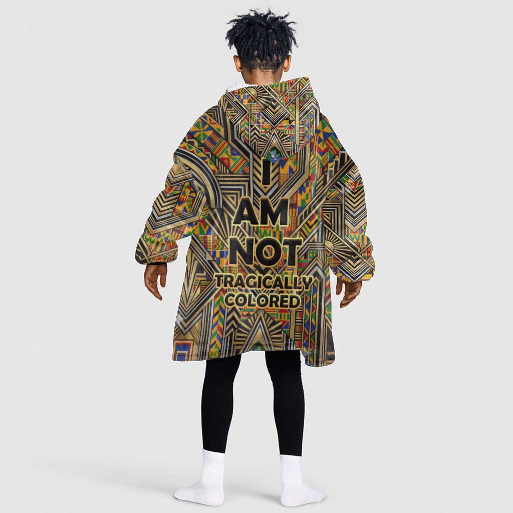 Zora Neale Hurston Kid Wearable Blanket Hoodie Bold Kente and Art Deco Pattern - I Am Not Tragically Colored - Wonder Print Shop