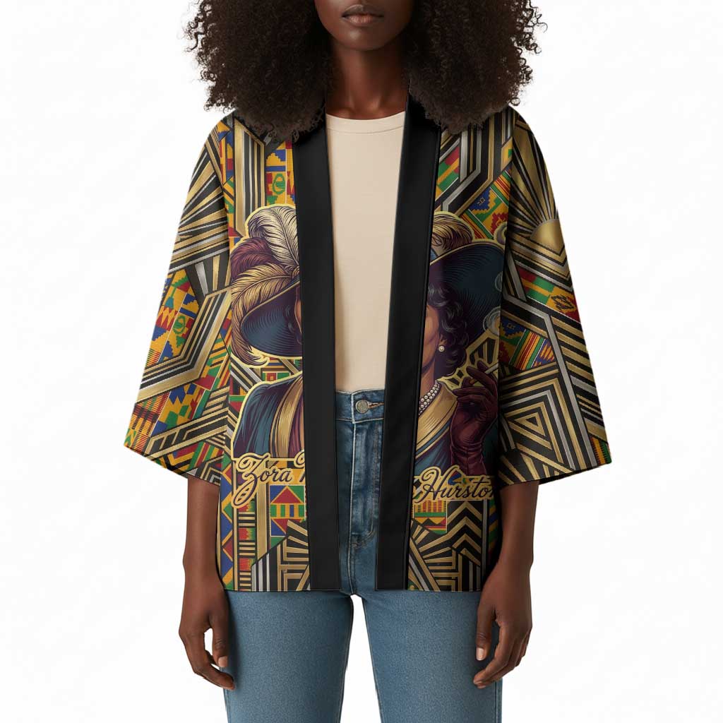 Zora Neale Hurston Kimono Bold Kente and Art Deco Pattern - I Am Not Tragically Colored - Wonder Print Shop