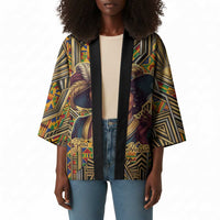 Zora Neale Hurston Kimono Bold Kente and Art Deco Pattern - I Am Not Tragically Colored - Wonder Print Shop