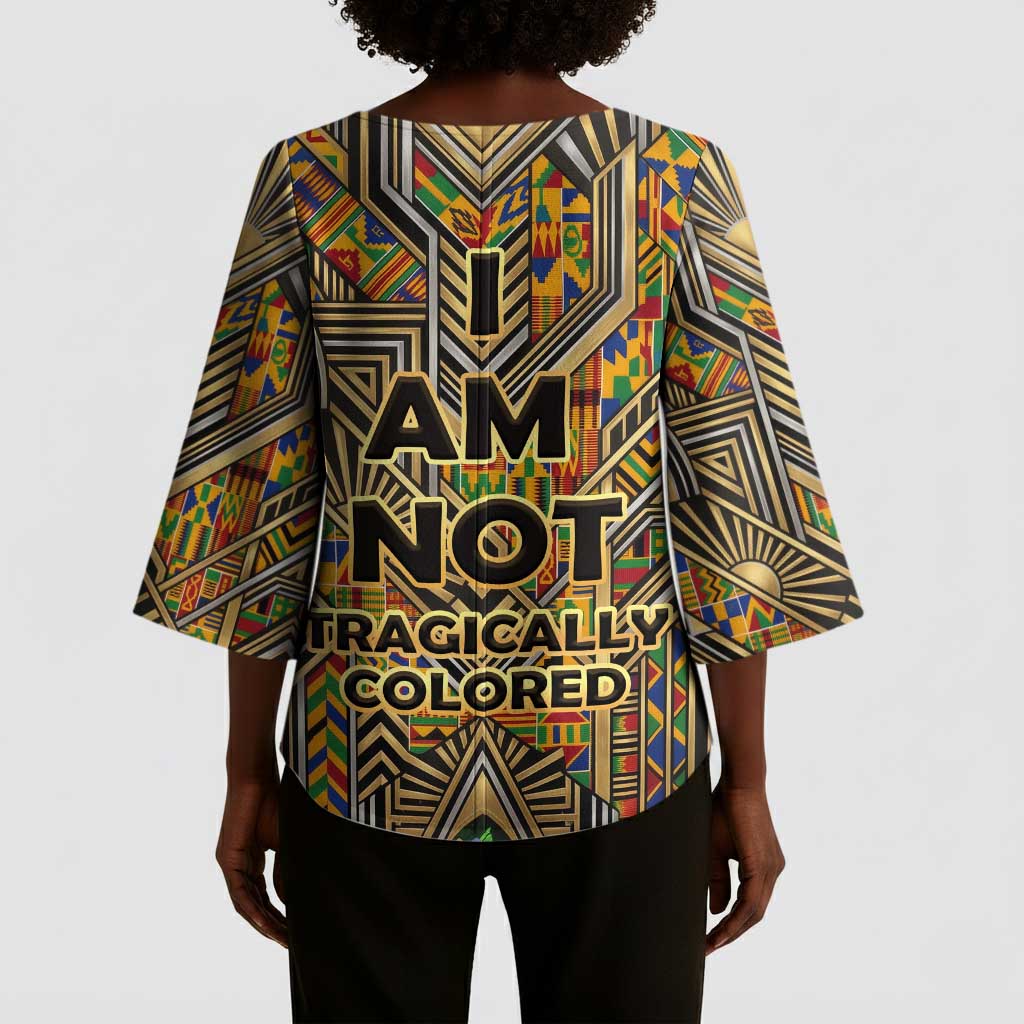 Zora Neale Hurston Kimono Sleeve Blouse Bold Kente and Art Deco Pattern - I Am Not Tragically Colored - Wonder Print Shop