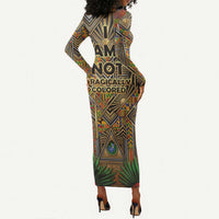 Zora Neale Hurston Long Sleeve Bodycon Dress Bold Kente and Art Deco Pattern - I Am Not Tragically Colored - Wonder Print Shop