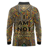 Zora Neale Hurston Long Sleeve Polo Shirt Bold Kente and Art Deco Pattern - I Am Not Tragically Colored - Wonder Print Shop