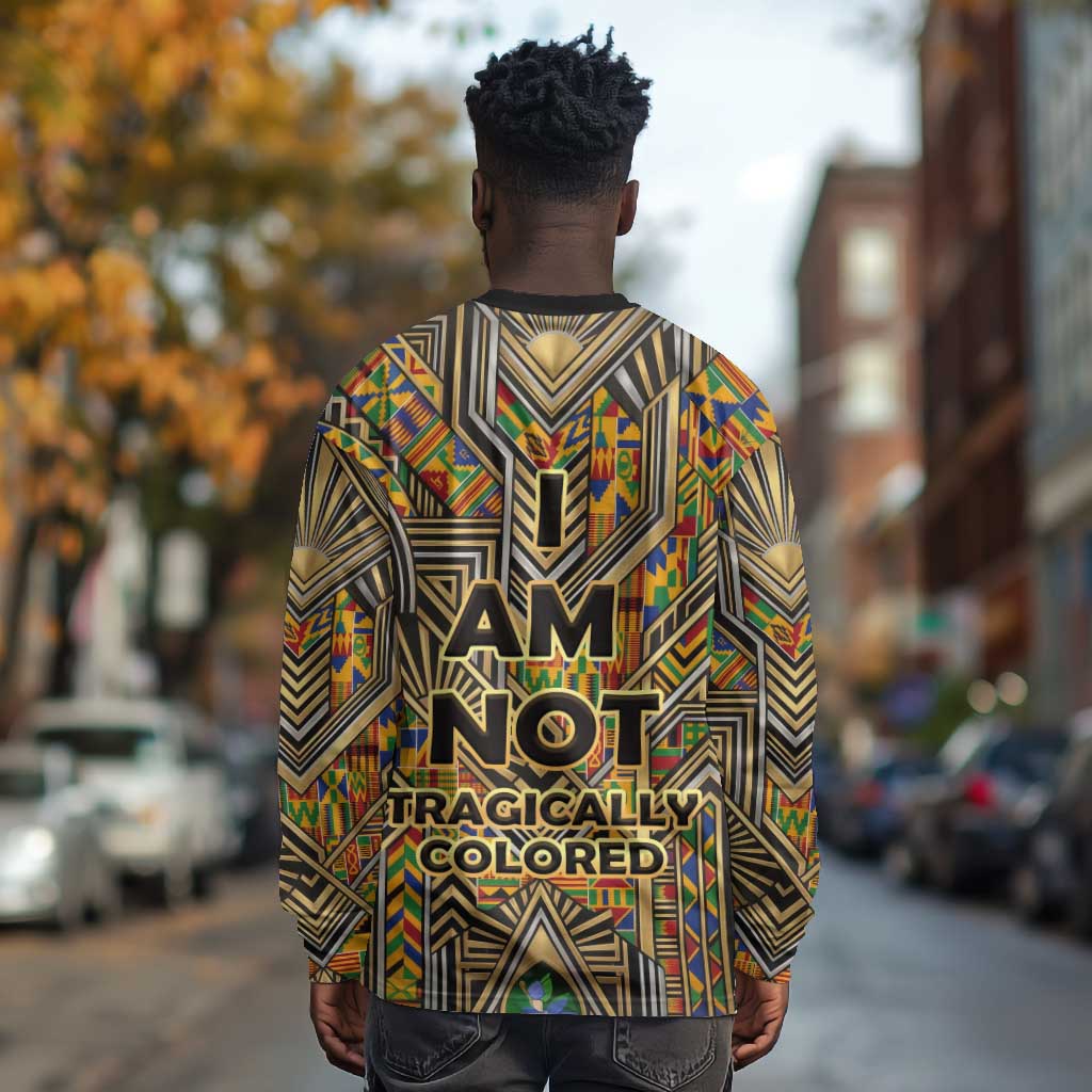 Zora Neale Hurston Long Sleeve Shirt Bold Kente and Art Deco Pattern - I Am Not Tragically Colored - Wonder Print Shop