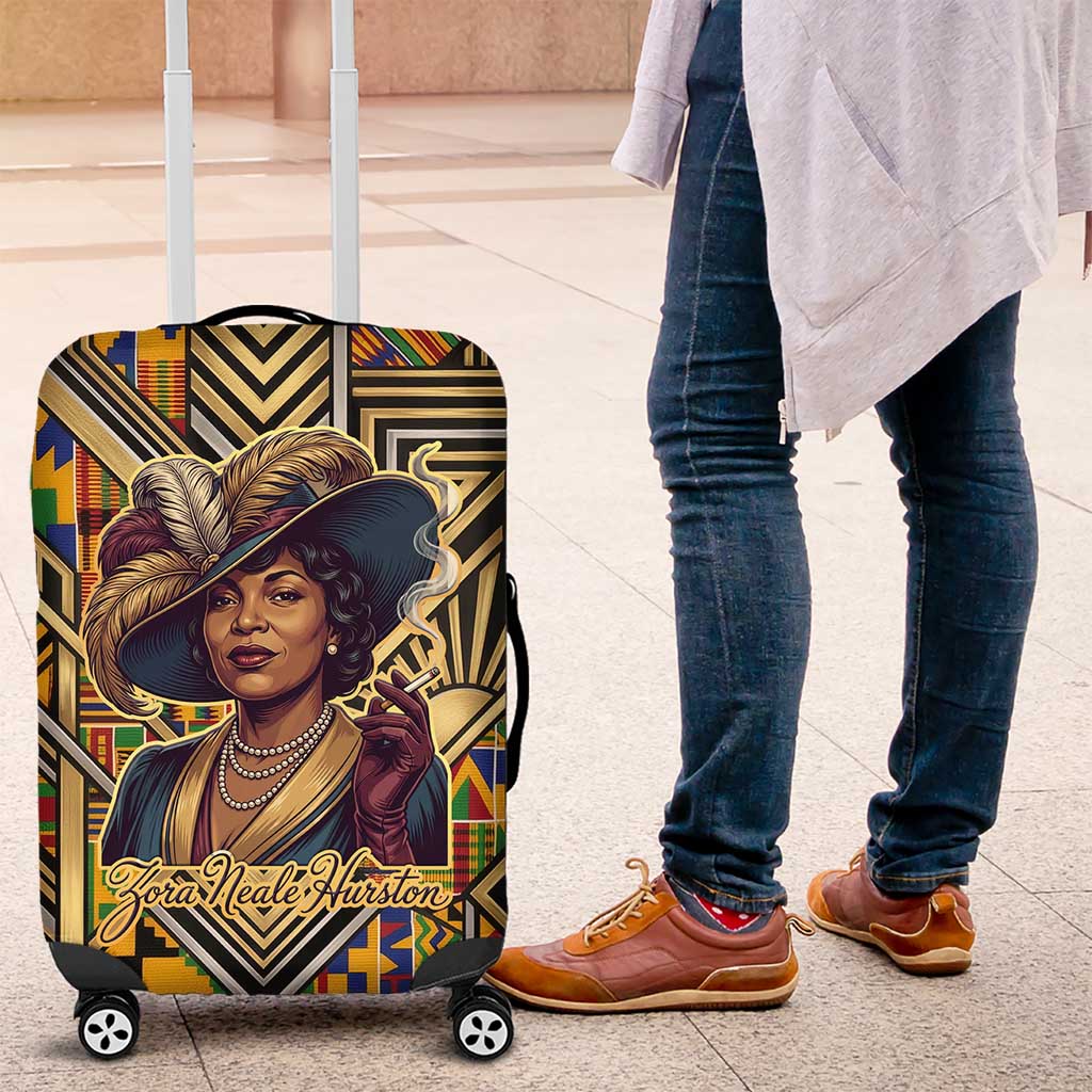Zora Neale Hurston Luggage Cover Bold Kente and Art Deco Pattern - I Am Not Tragically Colored - Wonder Print Shop