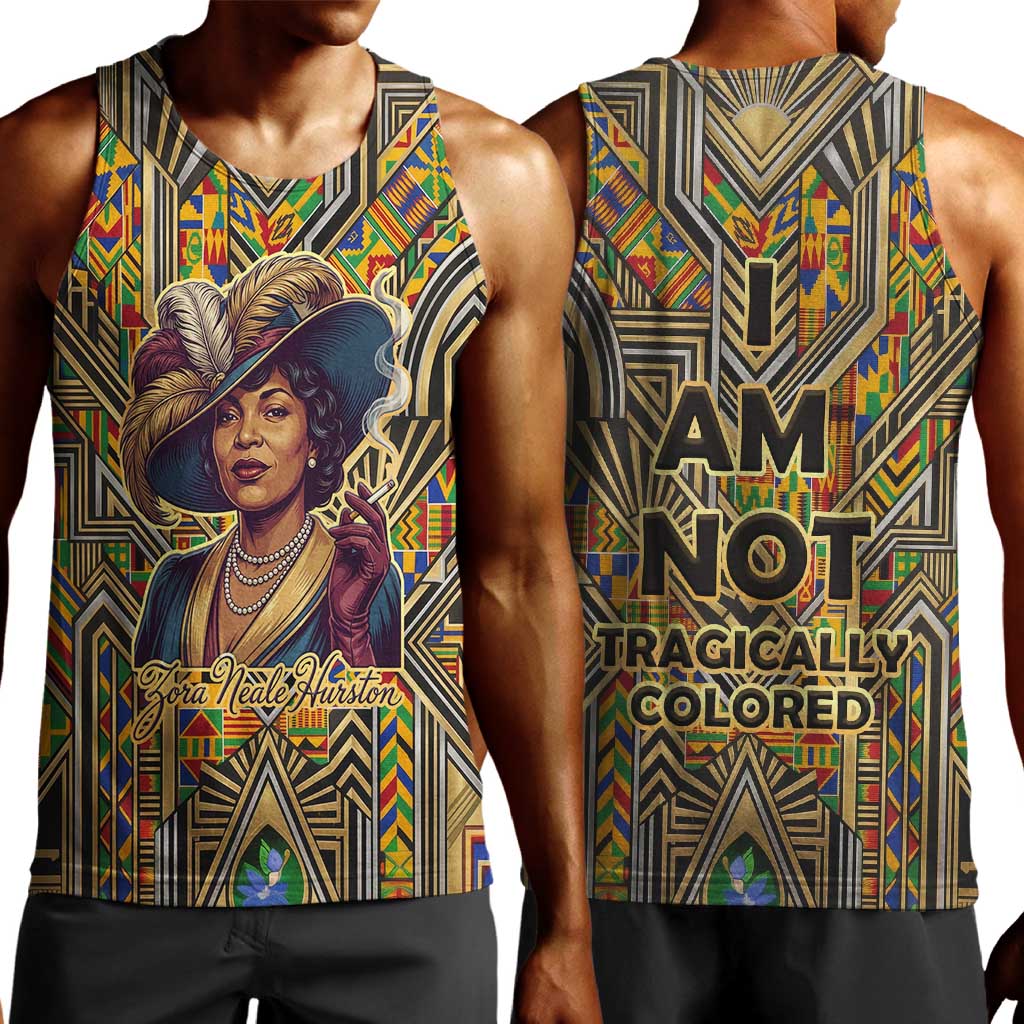 Zora Neale Hurston Men Tank Top Bold Kente and Art Deco Pattern - I Am Not Tragically Colored - Wonder Print Shop