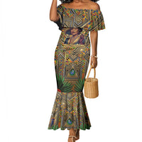 Zora Neale Hurston Mermaid Dress Bold Kente and Art Deco Pattern - I Am Not Tragically Colored - Wonder Print Shop