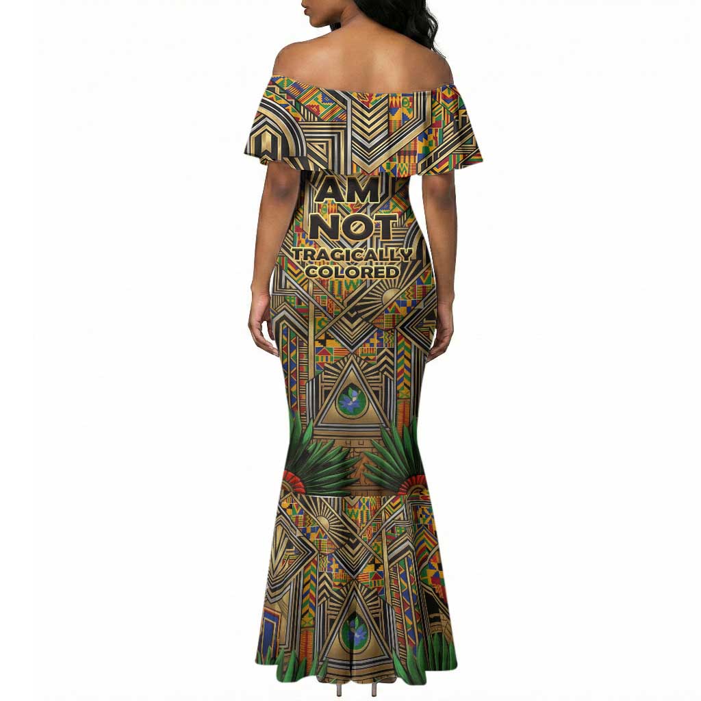 Zora Neale Hurston Mermaid Dress Bold Kente and Art Deco Pattern - I Am Not Tragically Colored - Wonder Print Shop