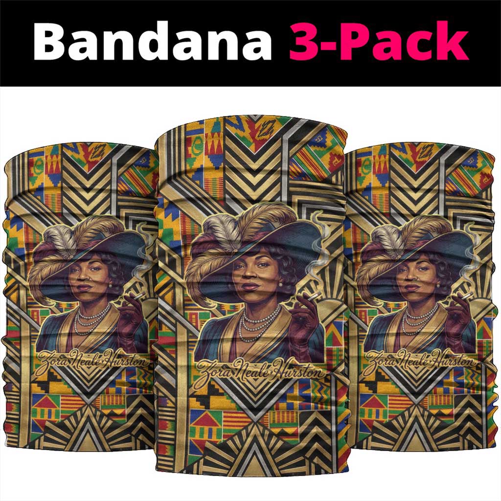 Zora Neale Hurston Neck Gaiter Bold Kente and Art Deco Pattern - I Am Not Tragically Colored - Wonder Print Shop