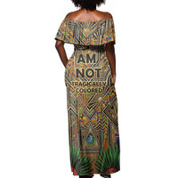 Zora Neale Hurston Off Shoulder Maxi Dress Bold Kente and Art Deco Pattern - I Am Not Tragically Colored - Wonder Print Shop