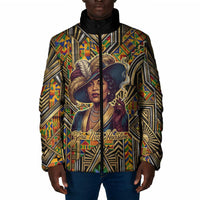 Zora Neale Hurston Padded Jacket Bold Kente and Art Deco Pattern - I Am Not Tragically Colored - Wonder Print Shop