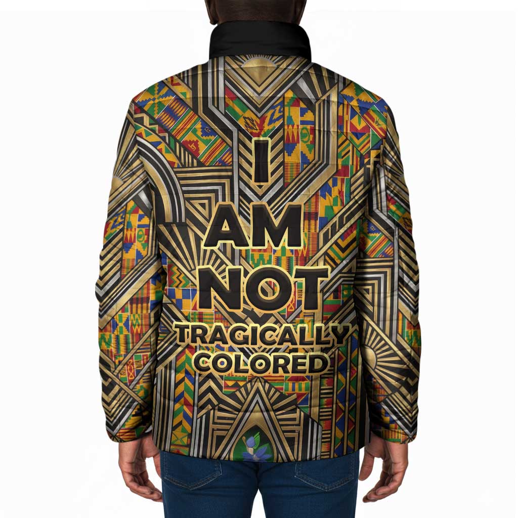 Zora Neale Hurston Padded Jacket Bold Kente and Art Deco Pattern - I Am Not Tragically Colored - Wonder Print Shop