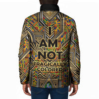 Zora Neale Hurston Padded Jacket Bold Kente and Art Deco Pattern - I Am Not Tragically Colored - Wonder Print Shop