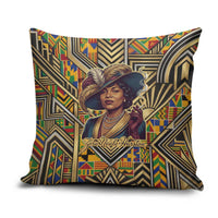 Zora Neale Hurston Pillow Cover Bold Kente and Art Deco Pattern - I Am Not Tragically Colored - Wonder Print Shop