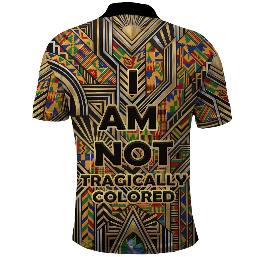 Zora Neale Hurston Polo Shirt Bold Kente and Art Deco Pattern - I Am Not Tragically Colored - Wonder Print Shop