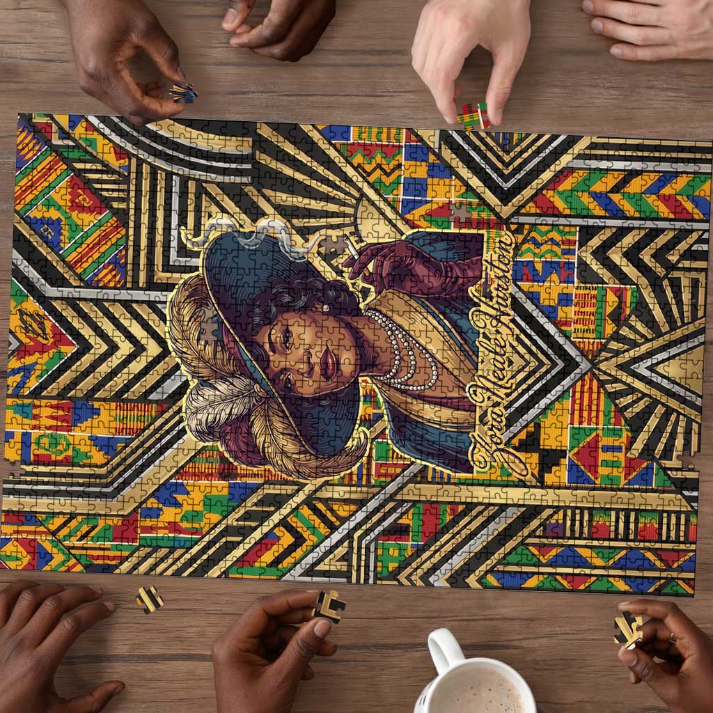 Zora Neale Hurston Puzzle Bold Kente and Art Deco Pattern - I Am Not Tragically Colored - Wonder Print Shop