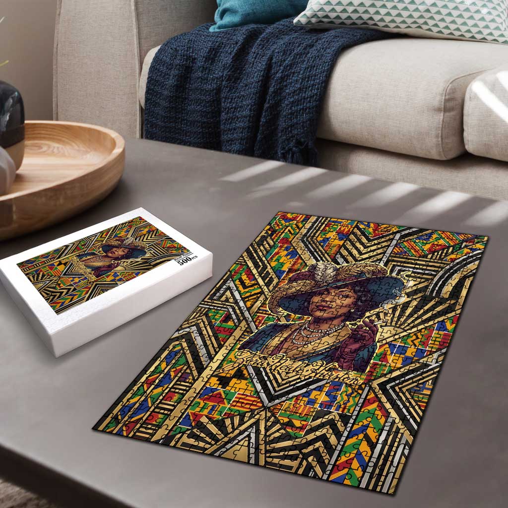 Zora Neale Hurston Puzzle Bold Kente and Art Deco Pattern - I Am Not Tragically Colored - Wonder Print Shop