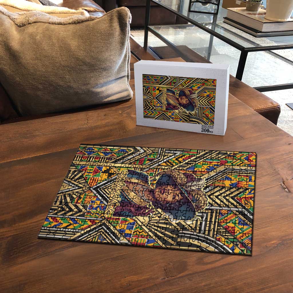 Zora Neale Hurston Puzzle Bold Kente and Art Deco Pattern - I Am Not Tragically Colored - Wonder Print Shop