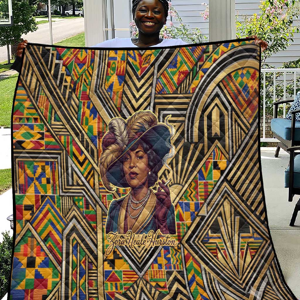 Zora Neale Hurston Quilt Bold Kente and Art Deco Pattern - I Am Not Tragically Colored - Wonder Print Shop