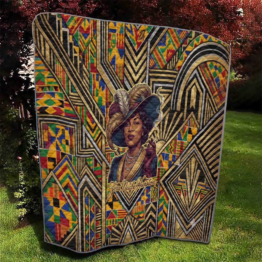 Zora Neale Hurston Quilt Bold Kente and Art Deco Pattern - I Am Not Tragically Colored - Wonder Print Shop