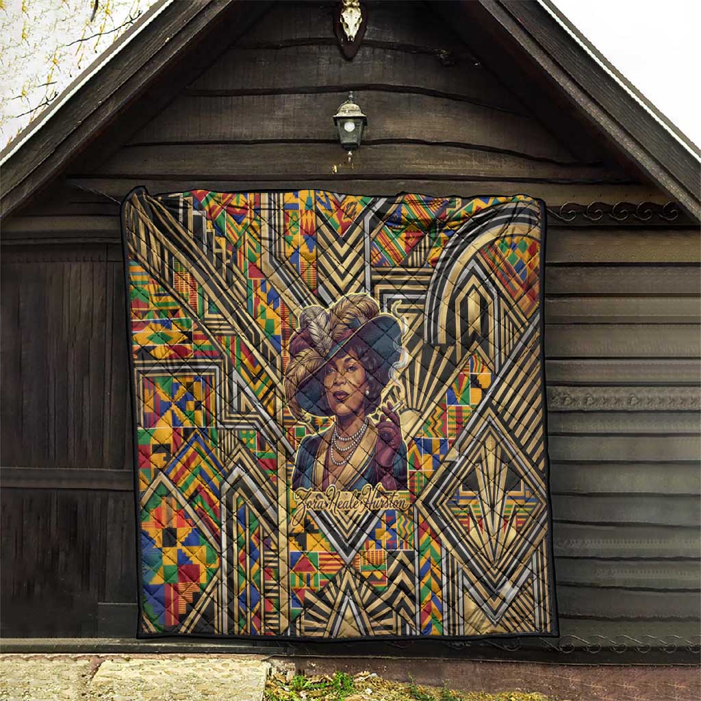 Zora Neale Hurston Quilt Bold Kente and Art Deco Pattern - I Am Not Tragically Colored - Wonder Print Shop