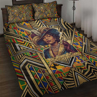 Zora Neale Hurston Quilt Bed Set Bold Kente and Art Deco Pattern - I Am Not Tragically Colored - Wonder Print Shop