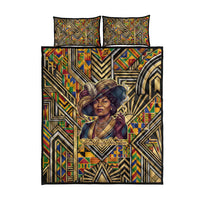 Zora Neale Hurston Quilt Bed Set Bold Kente and Art Deco Pattern - I Am Not Tragically Colored - Wonder Print Shop