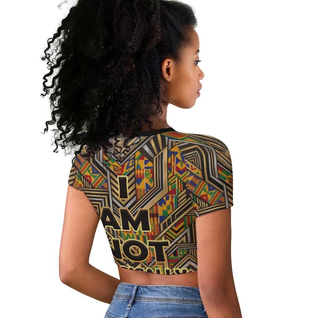 Zora Neale Hurston Raglan Cropped T shirt Bold Kente and Art Deco Pattern - I Am Not Tragically Colored - Wonder Print Shop