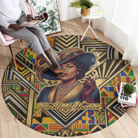 Zora Neale Hurston Round Carpet Bold Kente and Art Deco Pattern - I Am Not Tragically Colored - Wonder Print Shop