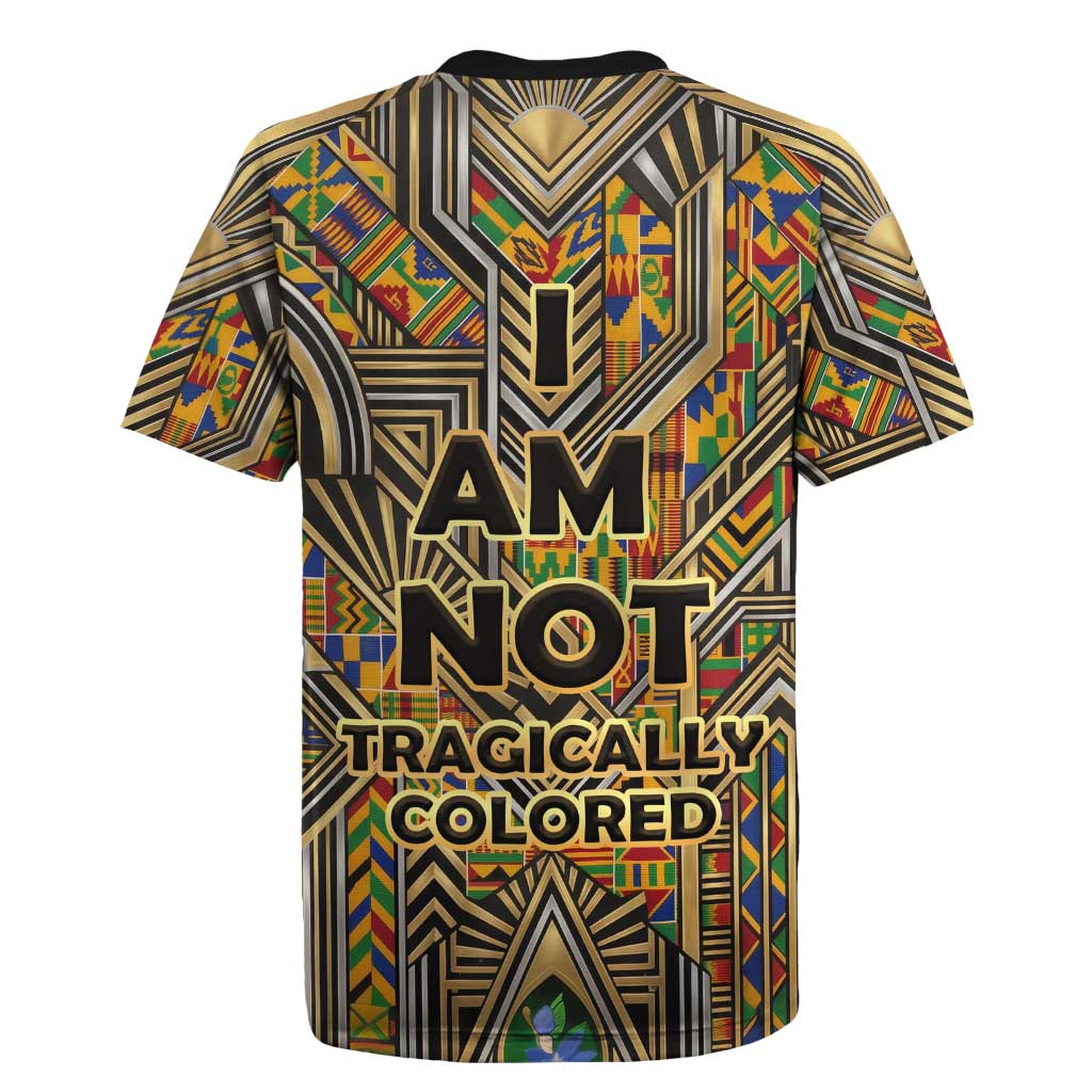 Zora Neale Hurston Rugby Jersey Bold Kente and Art Deco Pattern - I Am Not Tragically Colored - Wonder Print Shop